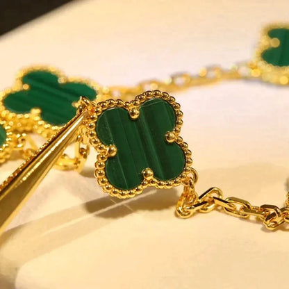 [Sprite Jewelry]New  CLOVER 5 MOTIF MALACHITE BRACELET COLLECTION
