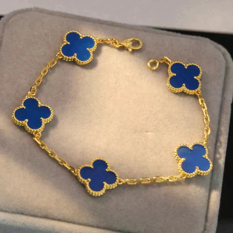 [Sprite Jewelry]New CLOVER 5 MOTIF BLUE AGATE BRACELET COLLECTION