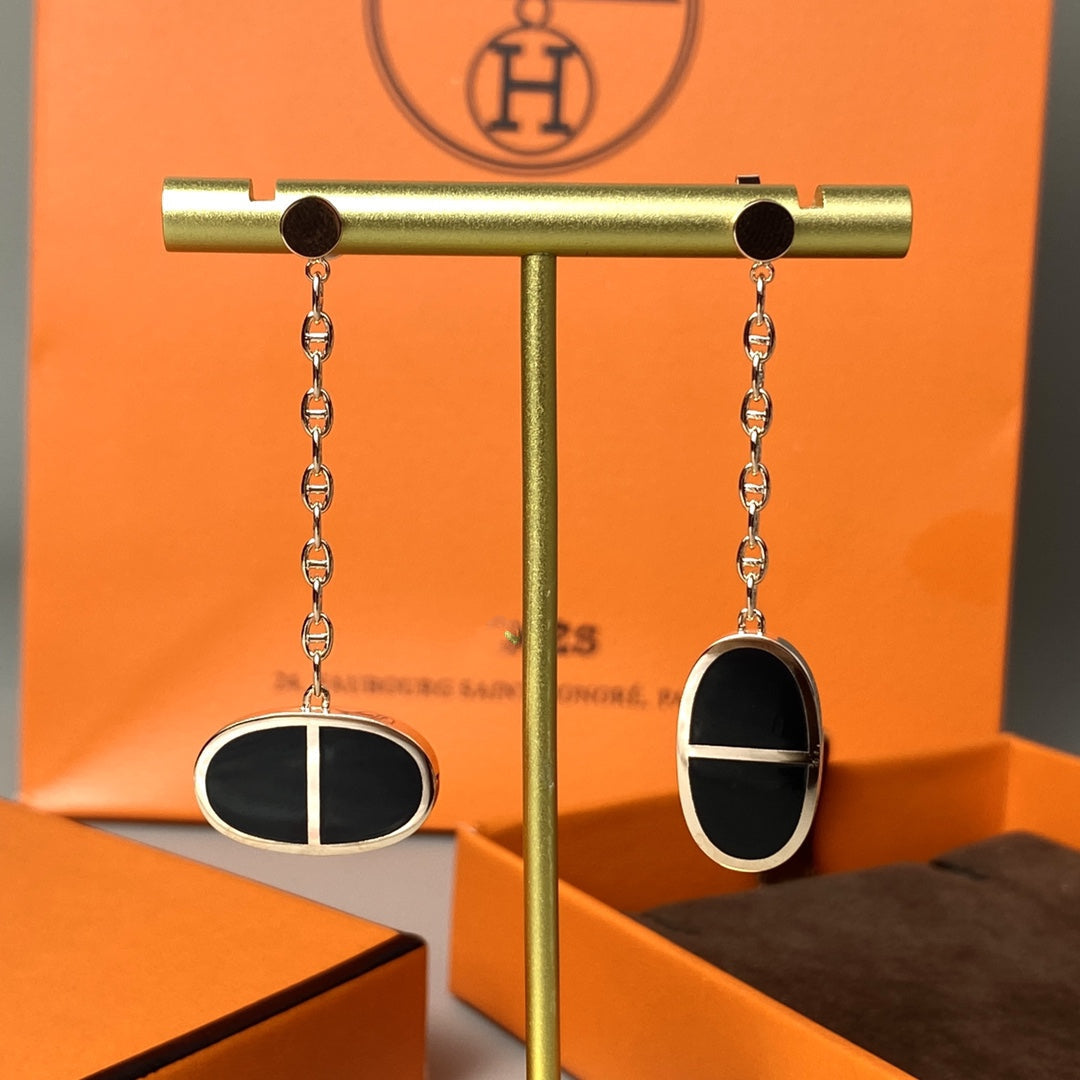¡®Sprite Jewelry¡¯CHAINE VERSO BLACK CERAMIC EARRINGS