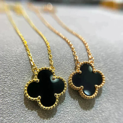 ¡®Sprite Jewelry¡¯CLOVER 15MM BLACK ONYX SINGLE FLOWER NECKLACE