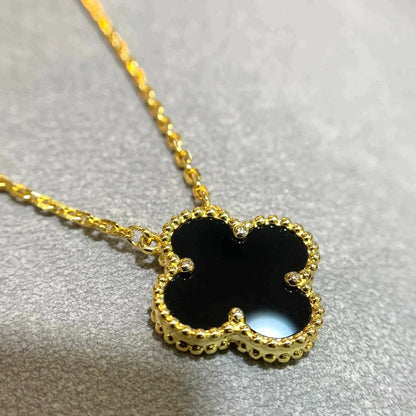 ¡®Sprite Jewelry¡¯CLOVER 15MM BLACK ONYX SINGLE FLOWER NECKLACE