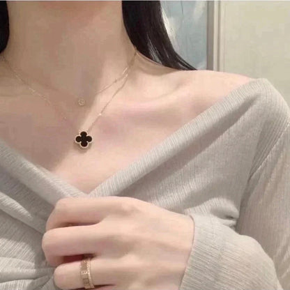 ¡®Sprite Jewelry¡¯CLOVER 15MM BLACK ONYX SINGLE FLOWER NECKLACE
