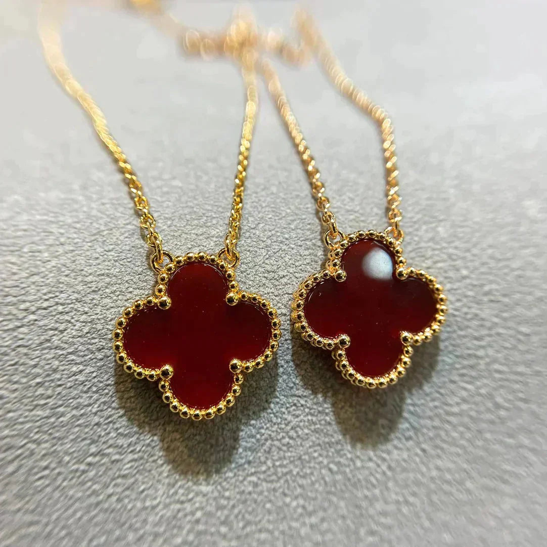 ¡®Sprite Jewelry¡¯CLOVER 15MM CARNELIAN SINGLE FLOWER NECKLACE