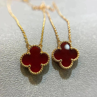 ¡®Sprite Jewelry¡¯CLOVER 15MM CARNELIAN SINGLE FLOWER NECKLACE
