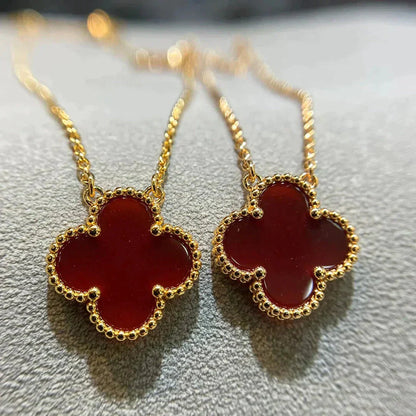 ¡®Sprite Jewelry¡¯CLOVER 15MM CARNELIAN SINGLE FLOWER NECKLACE