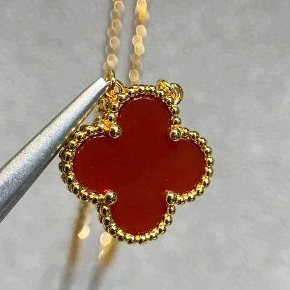 ¡®Sprite Jewelry¡¯CLOVER 15MM CARNELIAN SINGLE FLOWER NECKLACE
