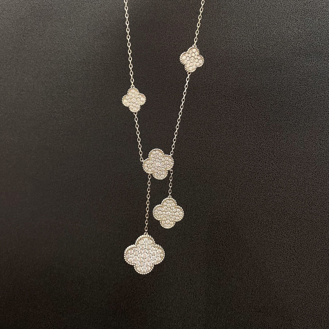 ¡®Sprite Jewelry¡¯CLOVER 5 MOTIFS SILVER DIAMONDS NECKLACE