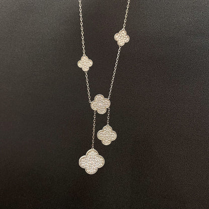 ¡®Sprite Jewelry¡¯CLOVER 5 MOTIFS SILVER DIAMONDS NECKLACE