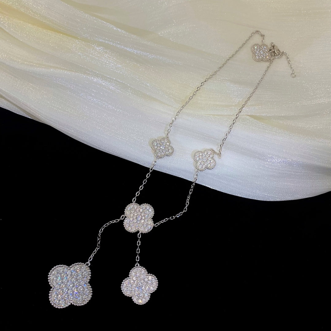 ¡®Sprite Jewelry¡¯CLOVER 5 MOTIFS SILVER DIAMONDS NECKLACE