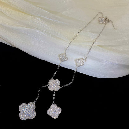 ¡®Sprite Jewelry¡¯CLOVER 5 MOTIFS SILVER DIAMONDS NECKLACE