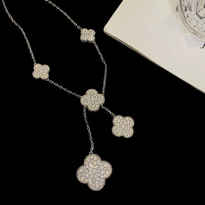 ¡®Sprite Jewelry¡¯CLOVER 5 MOTIFS SILVER DIAMONDS NECKLACE