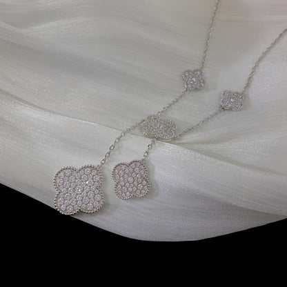 ¡®Sprite Jewelry¡¯CLOVER 5 MOTIFS SILVER DIAMONDS NECKLACE