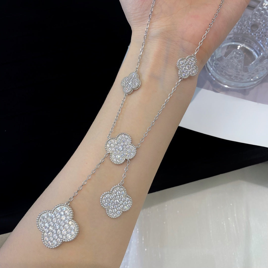 ¡®Sprite Jewelry¡¯CLOVER 5 MOTIFS SILVER DIAMONDS NECKLACE