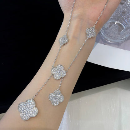 ¡®Sprite Jewelry¡¯CLOVER 5 MOTIFS SILVER DIAMONDS NECKLACE
