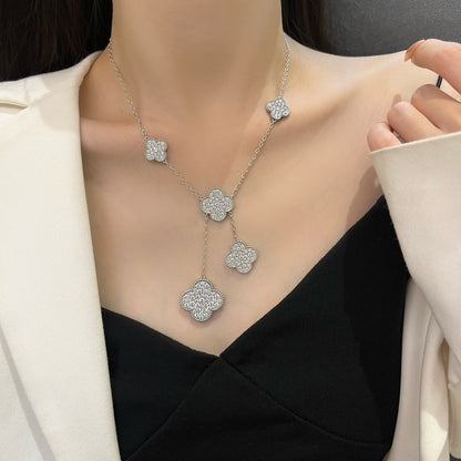 ¡®Sprite Jewelry¡¯CLOVER 5 MOTIFS SILVER DIAMONDS NECKLACE