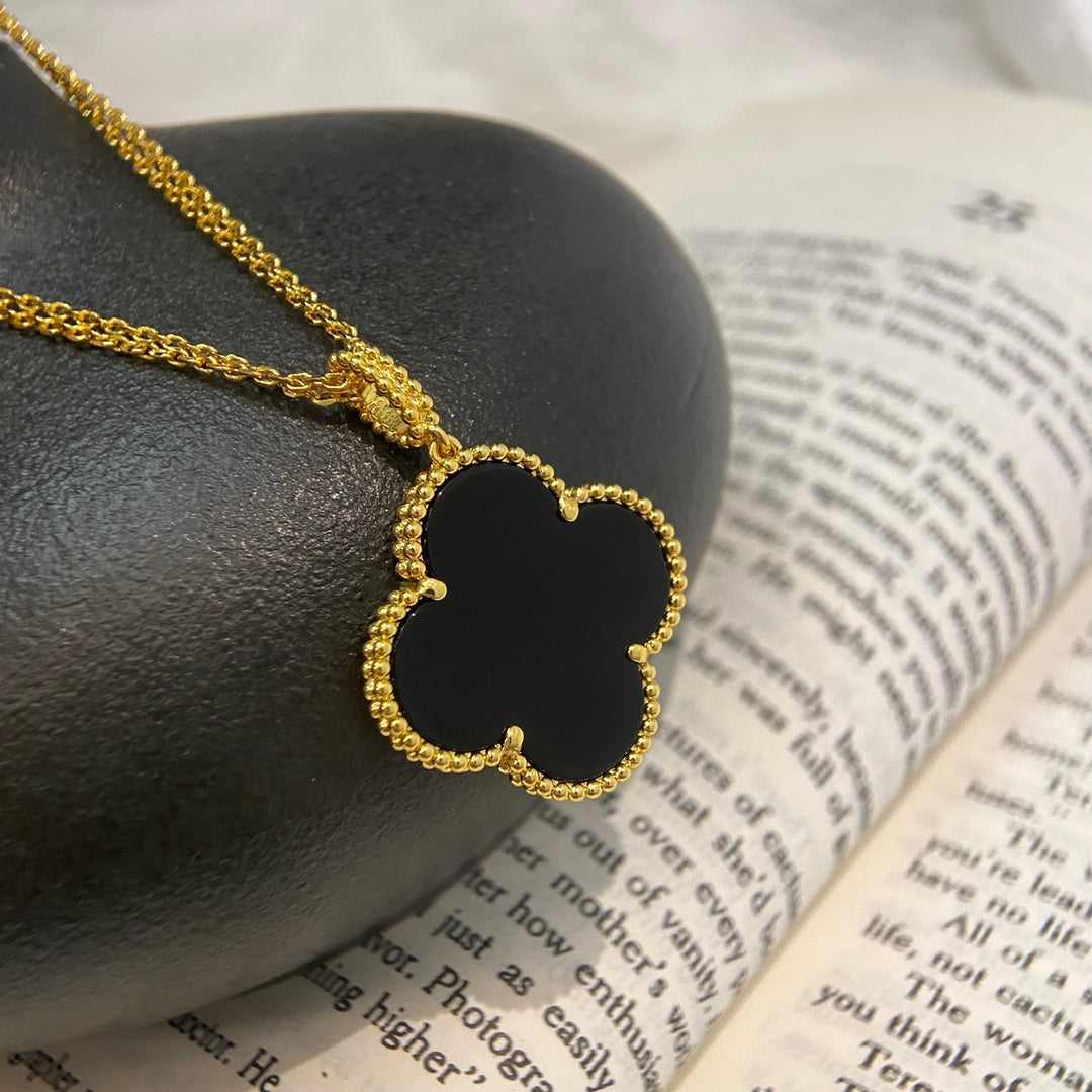 ¡®Sprite Jewelry¡¯CLOVER 25MM NECKLACE GOLD ONYX