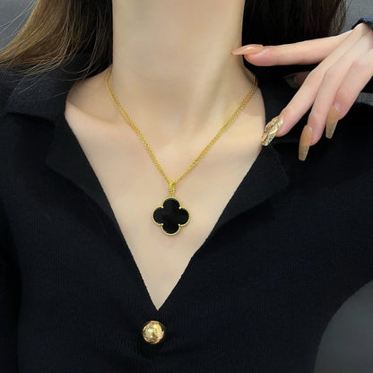 ¡®Sprite Jewelry¡¯CLOVER 25MM NECKLACE GOLD ONYX