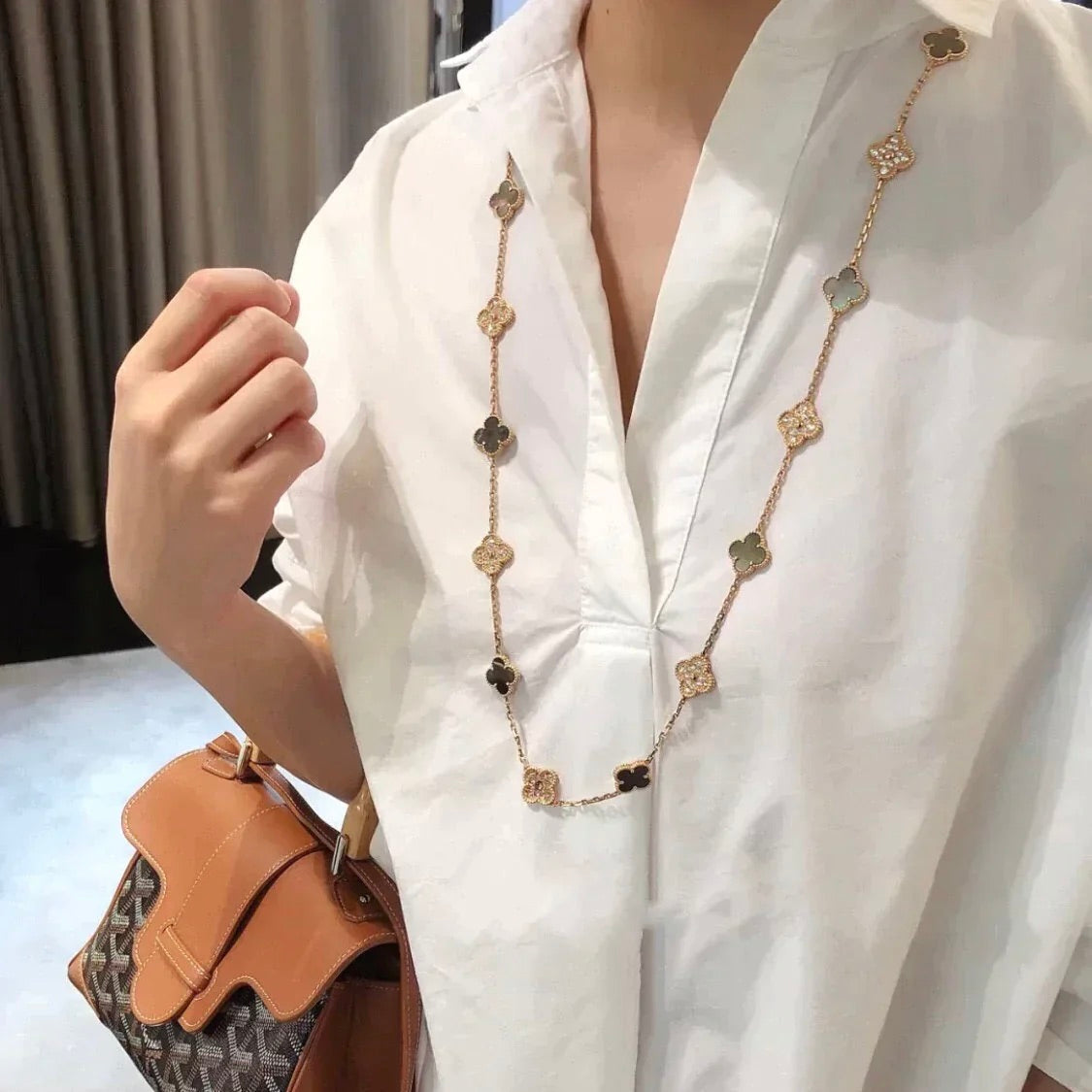 ¡®Sprite Jewelry¡¯CLOVER 20 MOTIFS DARK MOP DIAMOND  NECKLACE