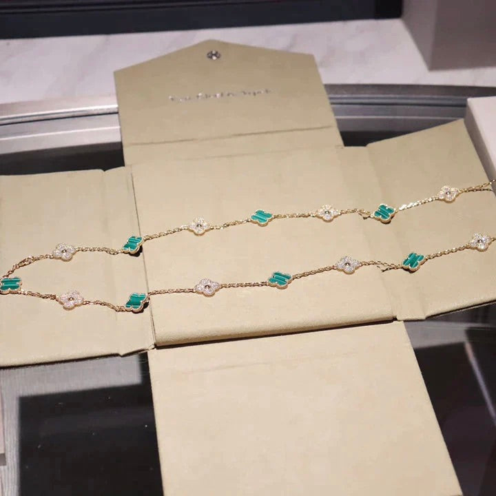 ¡®Sprite Jewelry¡¯CLOVER 20 MOTIFS MALACHITE DIAMOND NECKLACE
