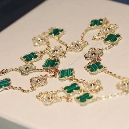 ¡®Sprite Jewelry¡¯CLOVER 20 MOTIFS MALACHITE DIAMOND NECKLACE
