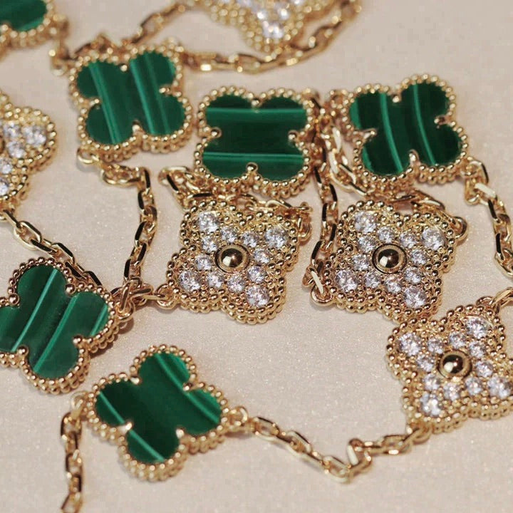 ¡®Sprite Jewelry¡¯CLOVER 20 MOTIFS MALACHITE DIAMOND NECKLACE