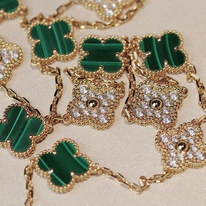 ¡®Sprite Jewelry¡¯CLOVER 20 MOTIFS MALACHITE DIAMOND NECKLACE