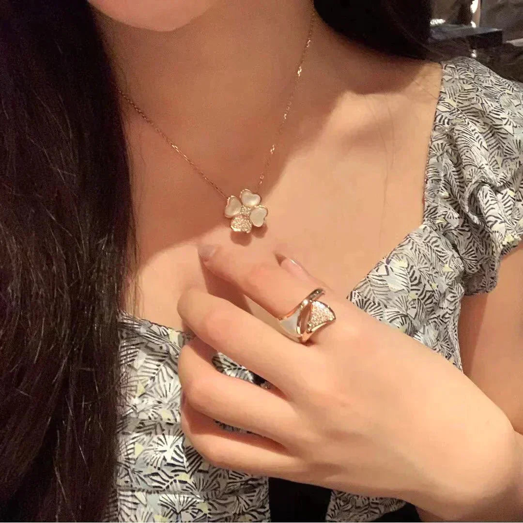 ¡®Sprite Jewelry¡¯CLOVER MOP DIAMOND ROSE GOLD NECKLACE
