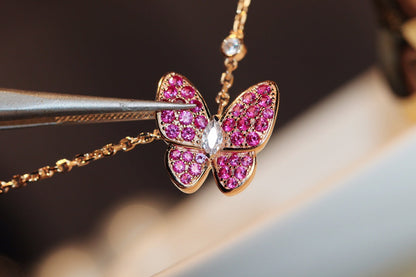 ¡®Sprite Jewelry¡¯BUTTERFLY RED DIAMOND ROSE GOLD NECKLACE