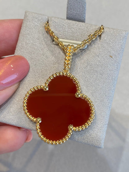 ¡®Sprite Jewelry¡¯CLOVER 25MM NECKLACE GOLD CARNELIAN