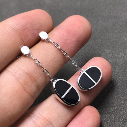 ¡®Sprite Jewelry¡¯CHAINE VERSO BLACK CERAMIC SILVER EARRINGS