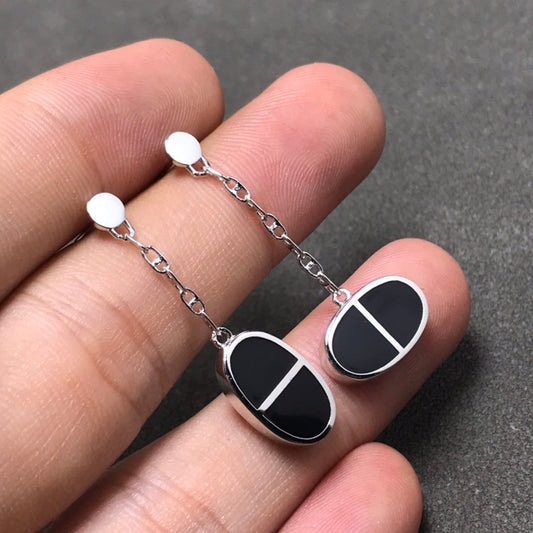 ¡®Sprite Jewelry¡¯CHAINE VERSO BLACK CERAMIC SILVER EARRINGS