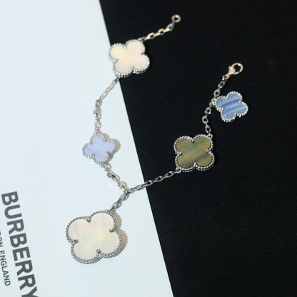 ¡®Sprite Jewelry¡¯CLOVER BRACELET 5 MOTIFS MOP CHALCEDONY SILVER