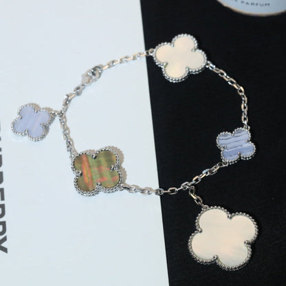 ¡®Sprite Jewelry¡¯CLOVER BRACELET 5 MOTIFS MOP CHALCEDONY SILVER