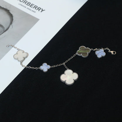 ¡®Sprite Jewelry¡¯CLOVER BRACELET 5 MOTIFS MOP CHALCEDONY SILVER