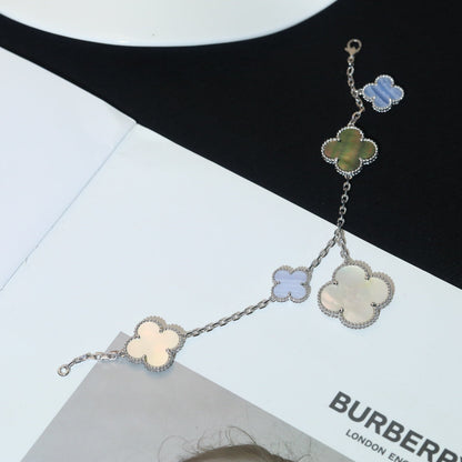 ¡®Sprite Jewelry¡¯CLOVER BRACELET 5 MOTIFS MOP CHALCEDONY SILVER