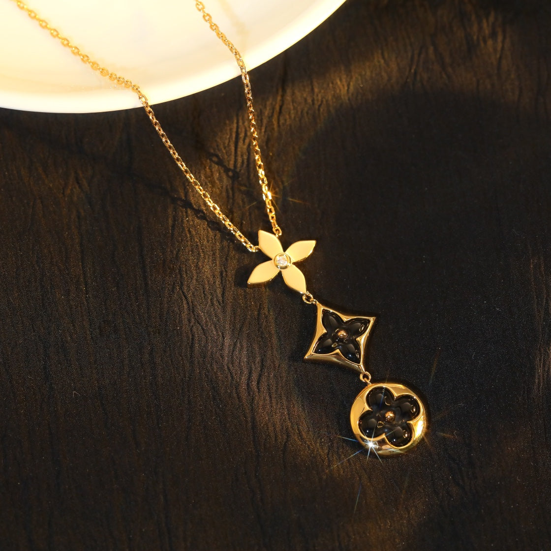¡®Sprite Jewelry¡¯STAR AND SUN ONYX PINK GOLD NECKLACE