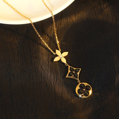 ¡®Sprite Jewelry¡¯STAR AND SUN ONYX PINK GOLD NECKLACE