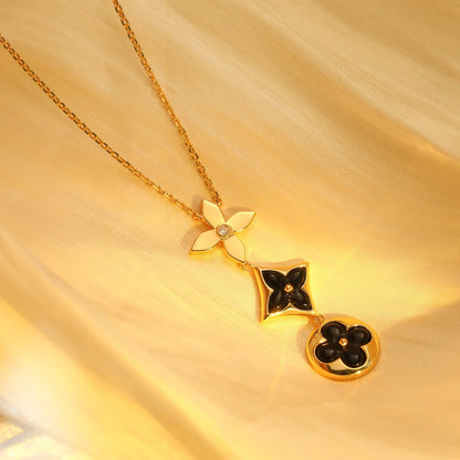 ¡®Sprite Jewelry¡¯STAR AND SUN ONYX PINK GOLD NECKLACE
