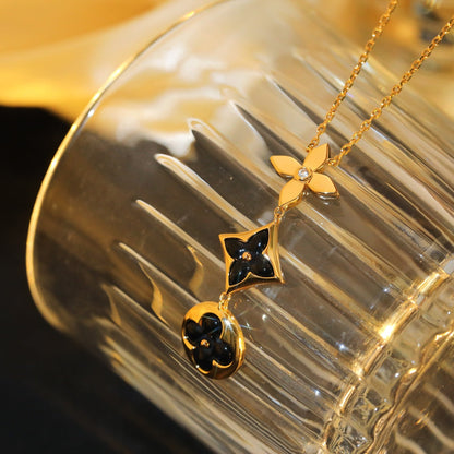 ¡®Sprite Jewelry¡¯STAR AND SUN ONYX PINK GOLD NECKLACE