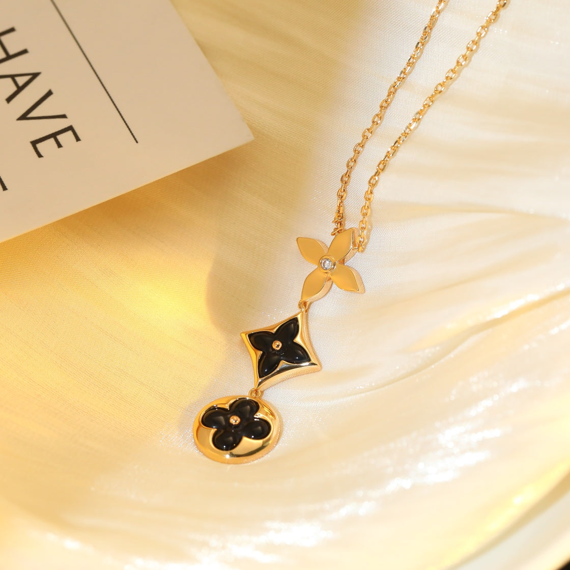 ¡®Sprite Jewelry¡¯STAR AND SUN ONYX PINK GOLD NECKLACE