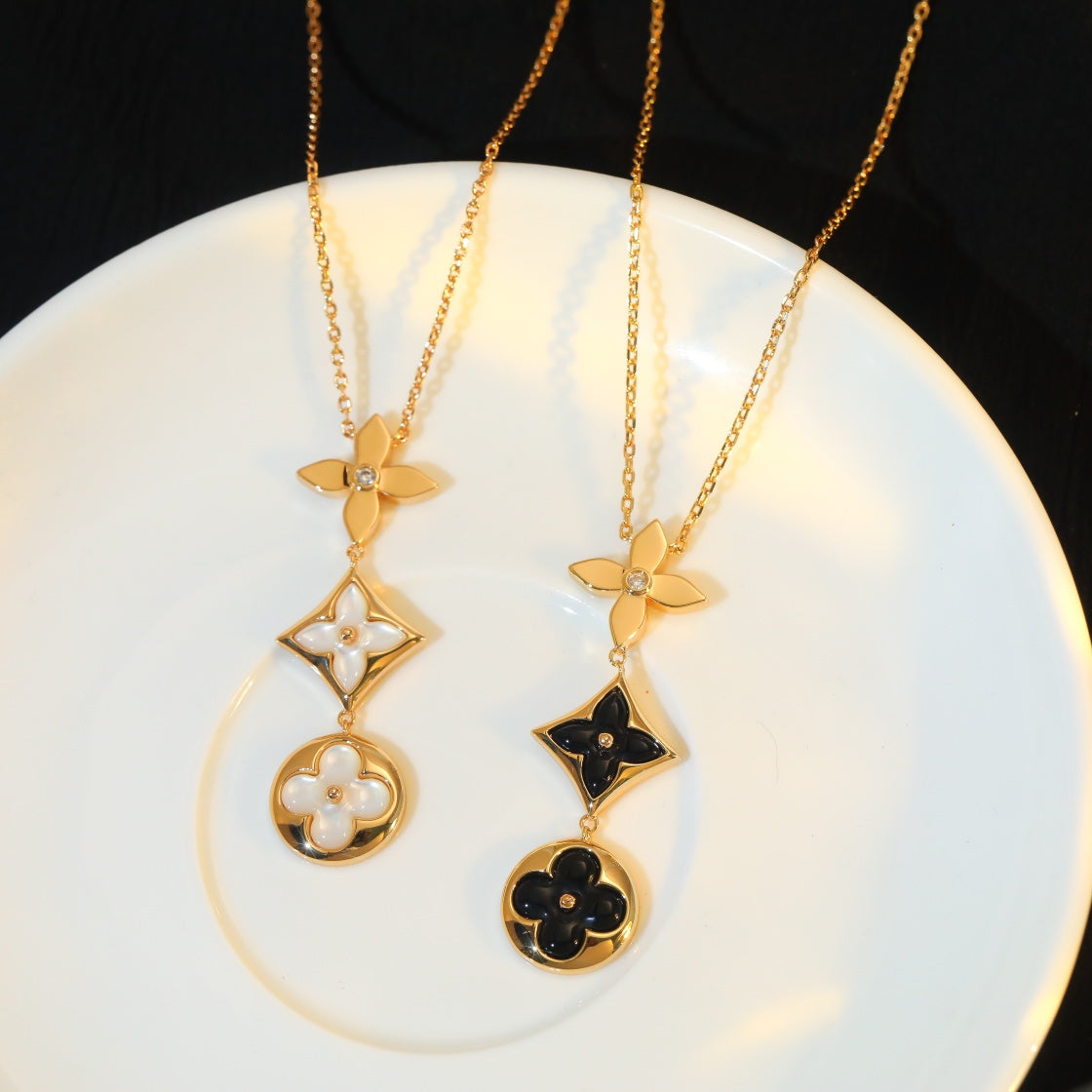 ¡®Sprite Jewelry¡¯STAR AND SUN ONYX PINK GOLD NECKLACE