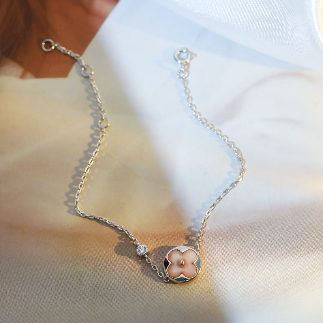 ¡®Sprite Jewelry¡¯SUN MOTIF PINK MOP SILVER BRACELET