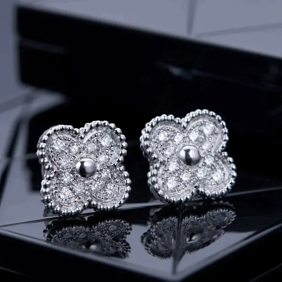 ¡®Sprite Jewelry¡¯CLOVER 1 MOTIFS DIAMOND STUD EARRINGS SILVER