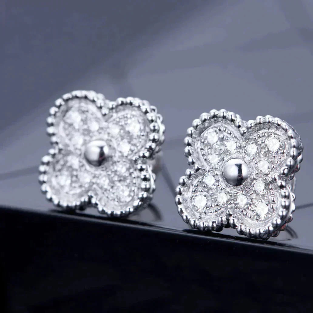 ¡®Sprite Jewelry¡¯CLOVER 1 MOTIFS DIAMOND STUD EARRINGS SILVER
