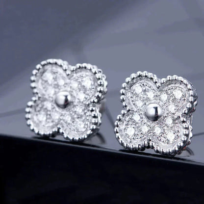 ¡®Sprite Jewelry¡¯CLOVER 1 MOTIFS DIAMOND STUD EARRINGS SILVER