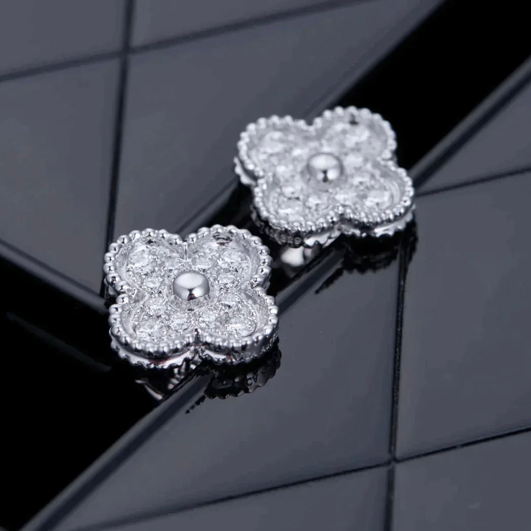 ¡®Sprite Jewelry¡¯CLOVER 1 MOTIFS DIAMOND STUD EARRINGS SILVER
