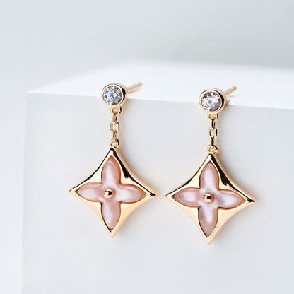 ¡®Sprite Jewelry¡¯DOUBLE STAR PINK GOLD MOP DROP EARRINGS