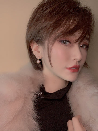 ¡®Sprite Jewelry¡¯DOUBLE STAR PINK GOLD MOP DROP EARRINGS