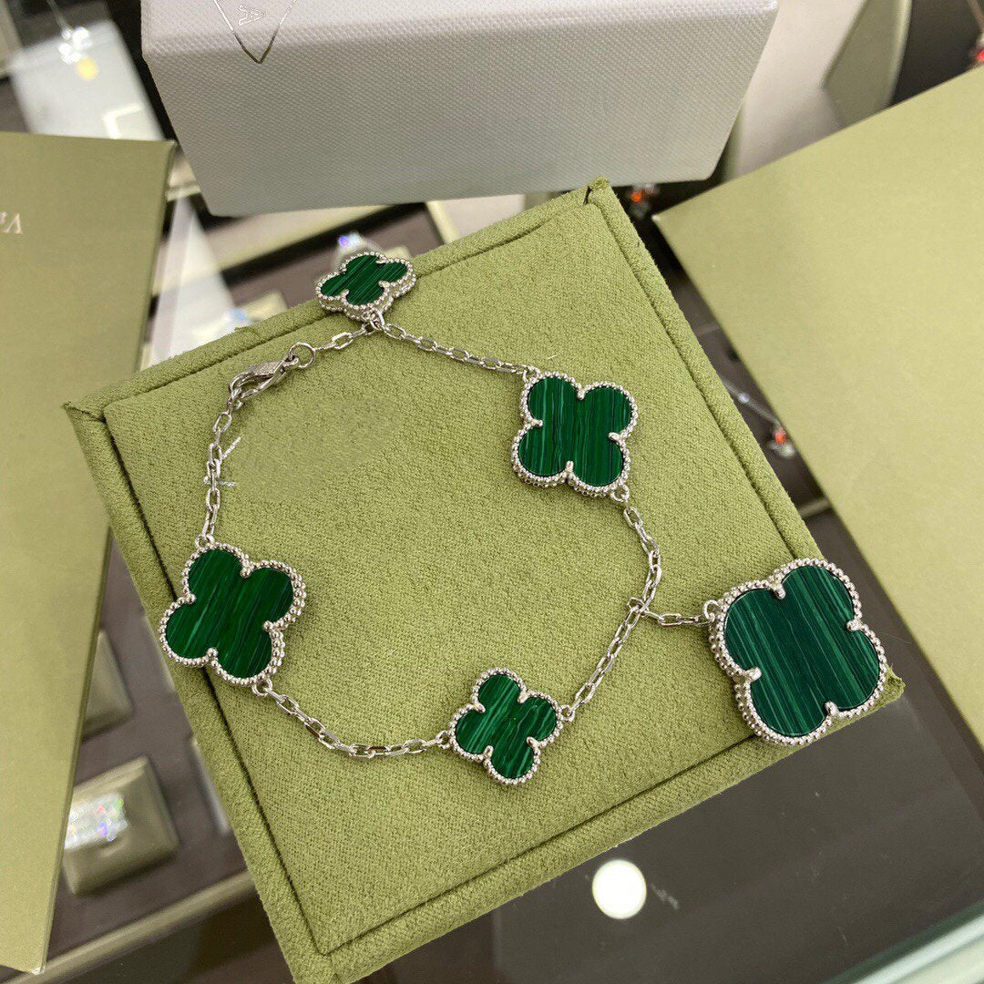 ¡®Sprite Jewelry¡¯CLOVER 5 MOTIFS SIVLER MALACHITE BRACELET