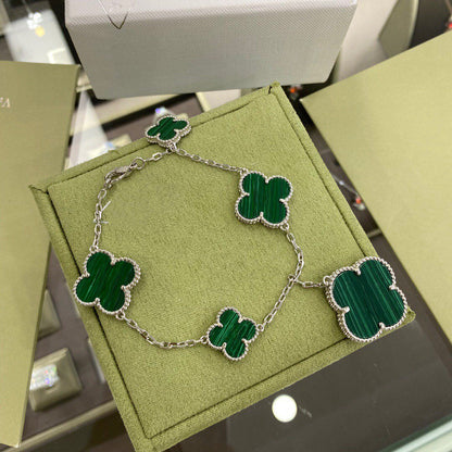 ¡®Sprite Jewelry¡¯CLOVER 5 MOTIFS SIVLER MALACHITE BRACELET